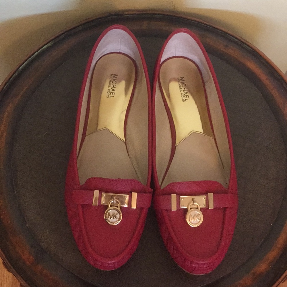 Michael Kors red loafer style flats